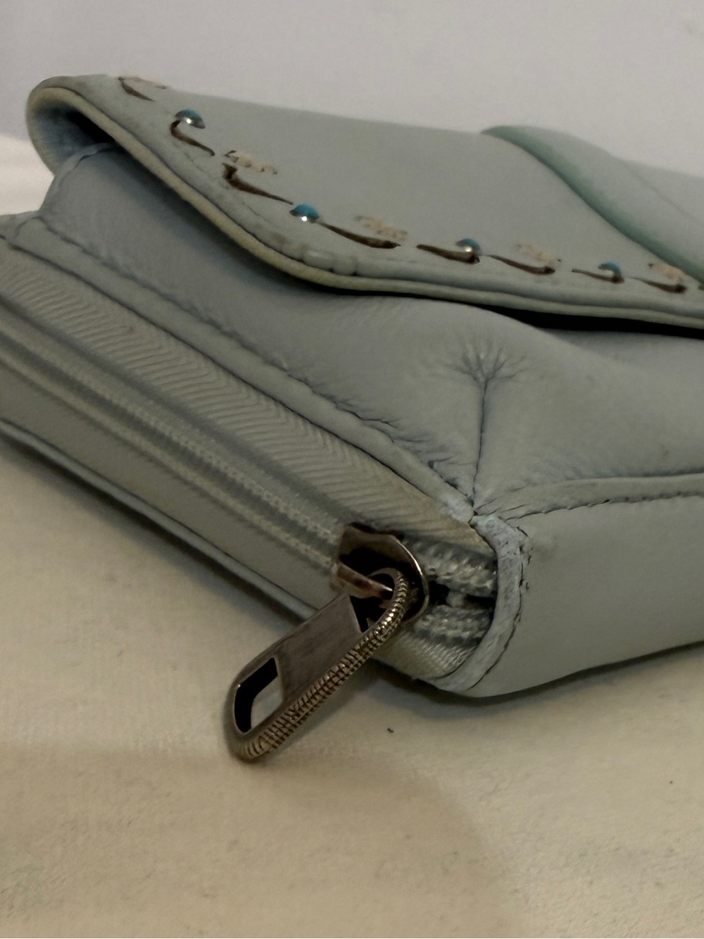 The Sak Light Blue Shoulder Bag Wristlet Wallet with Replacement Strap - Picture 12 of 16